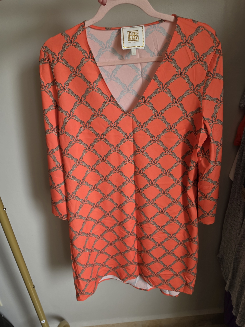Women's Coral Pattern V-Neck Mini Dress by Nanette Lepore